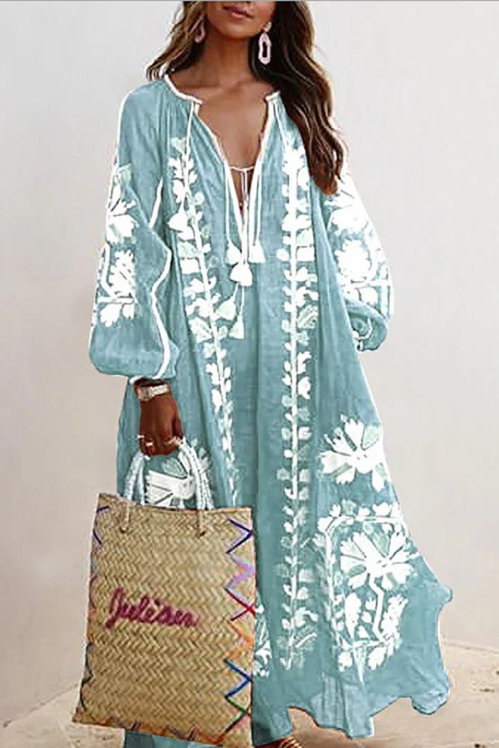 Nelia - Boho Kwiatowa Letnia Sukienka Breezy