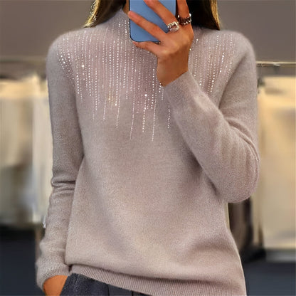 Lucia - Błyszczący sweter z półwysokim golfem dla kobiet