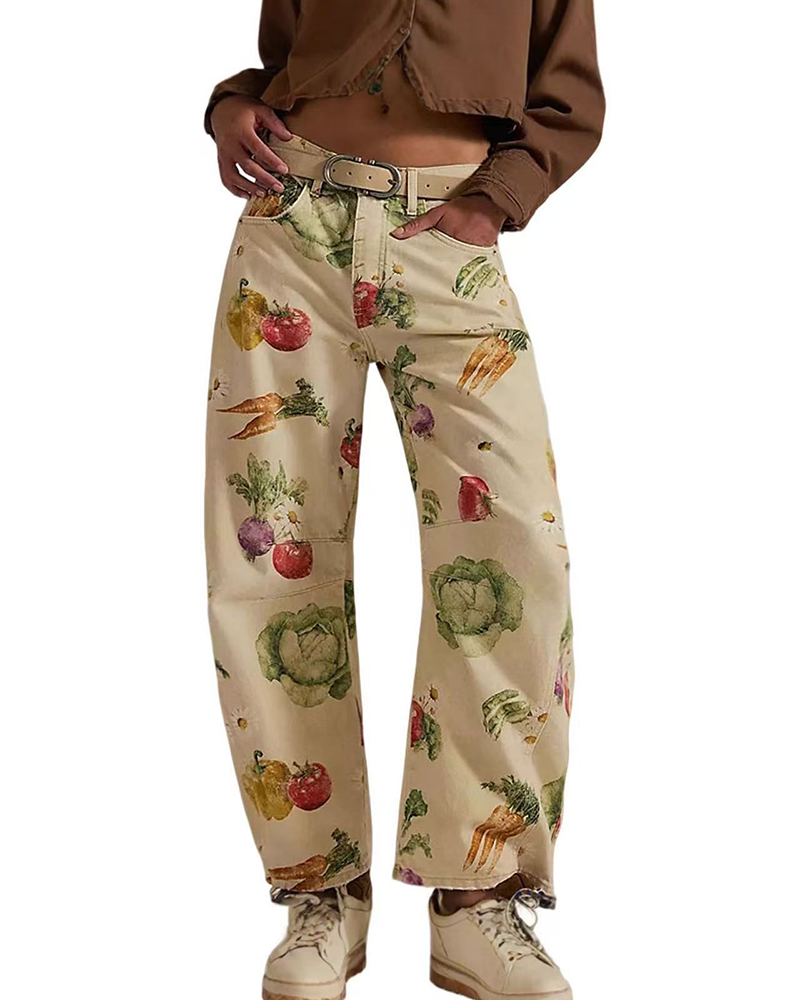 Damskie jeansy casual ze średnim stanem w pełnej stylizacji