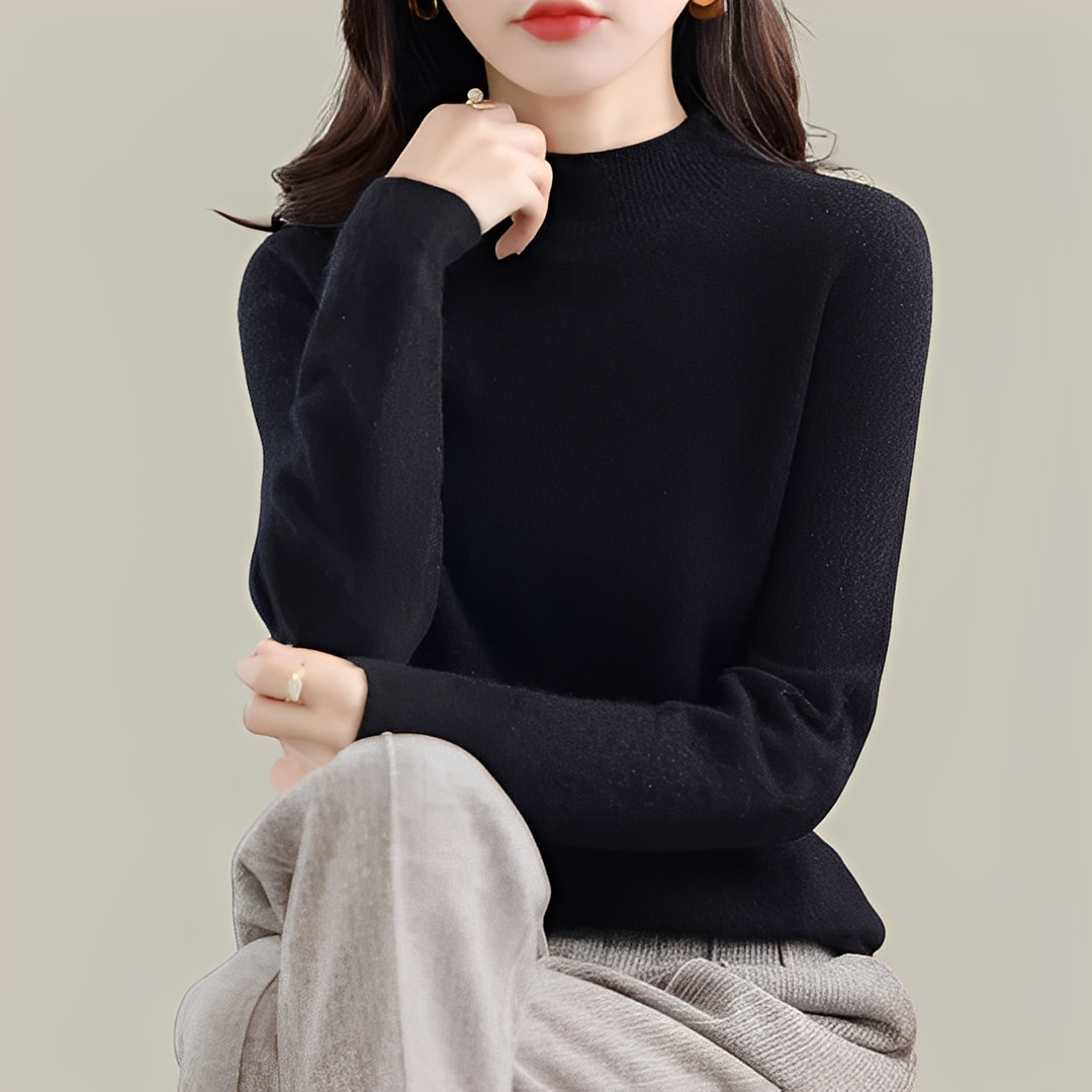 Martine - Swetry z wełny slim fit z wysokim kołnierzem dla kobiet