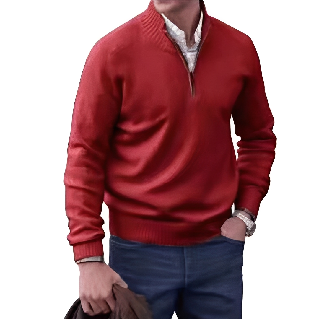 Matéo - Sweter z dzianiny z połowym zamkiem dla mężczyzn