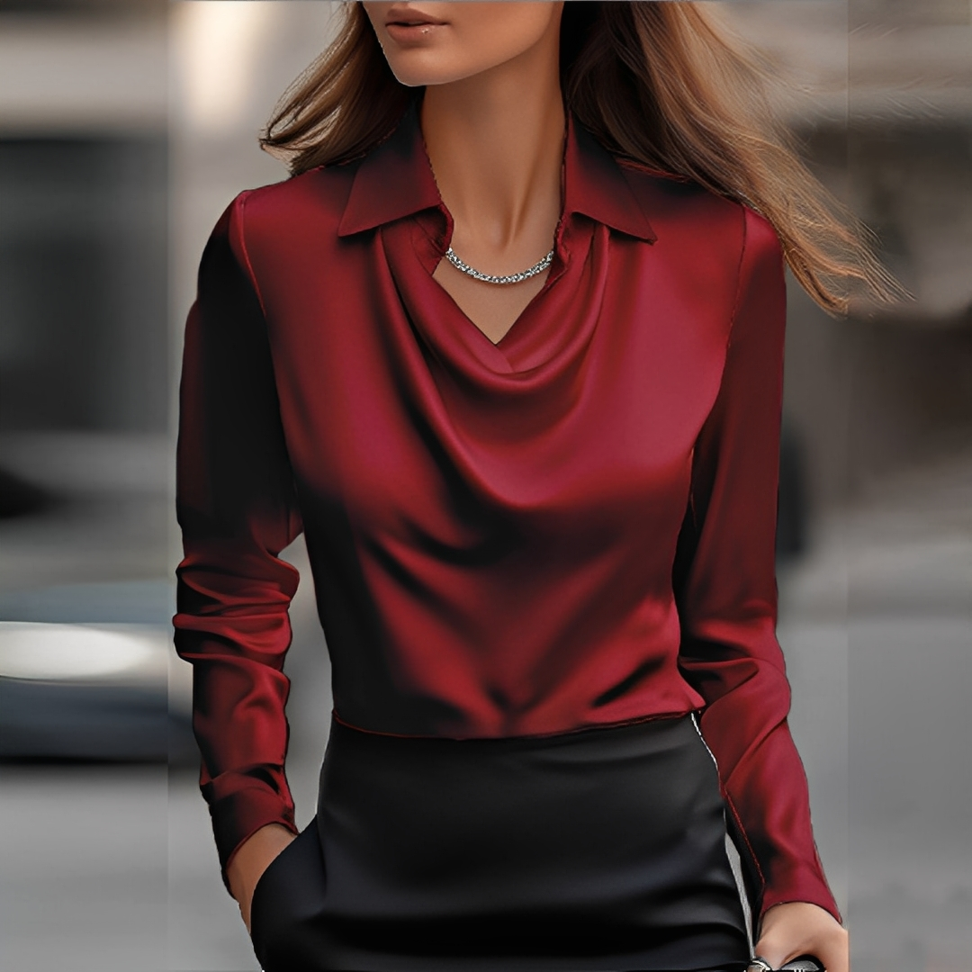Sélène - Elegancka bluzka z drapowanym kołnierzem dla kobiet