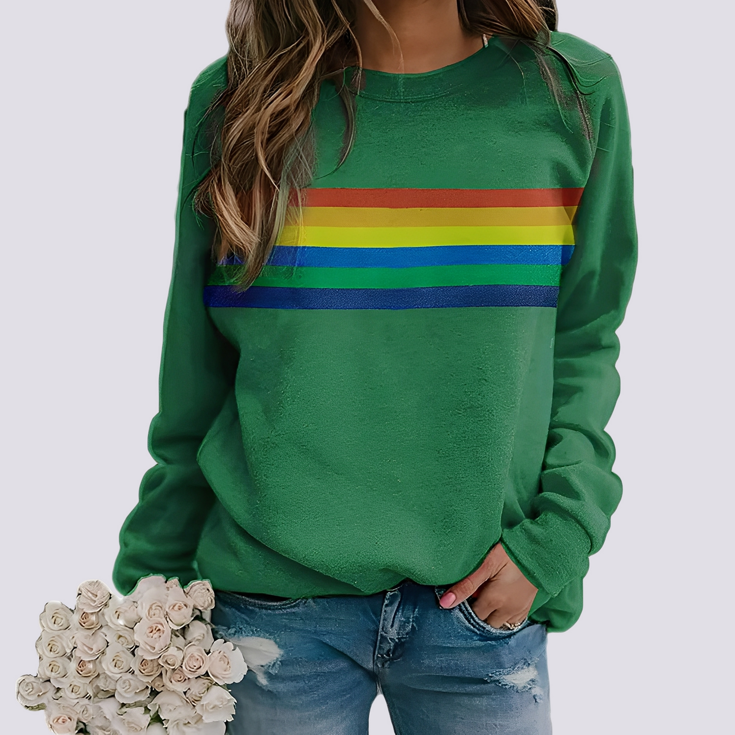 Roseann - Stylowy sweter z kolorowym nadrukiem dla kobiet