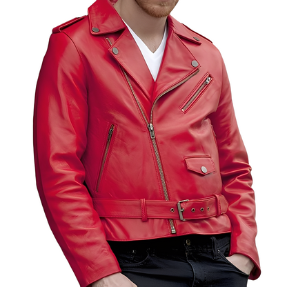 Daniel - Stylowa skórzana kurtka biker dla mężczyzn