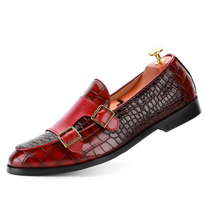 Rafael - Eleganckie męskie loafery ze skóry z podwójną klamrą