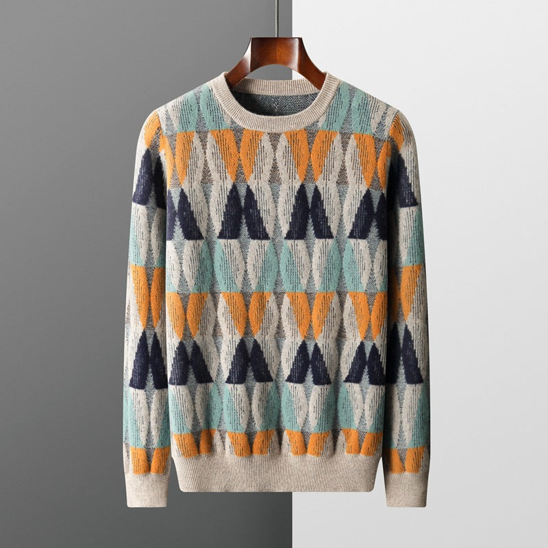 Hank - Stylowy sweter z geometrycznym wzorem dla mężczyzn