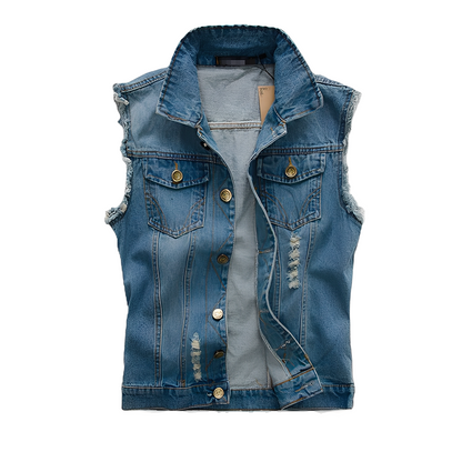 Morley - Retro-jeansowa kamizelka z kieszeniami dla mężczyzn