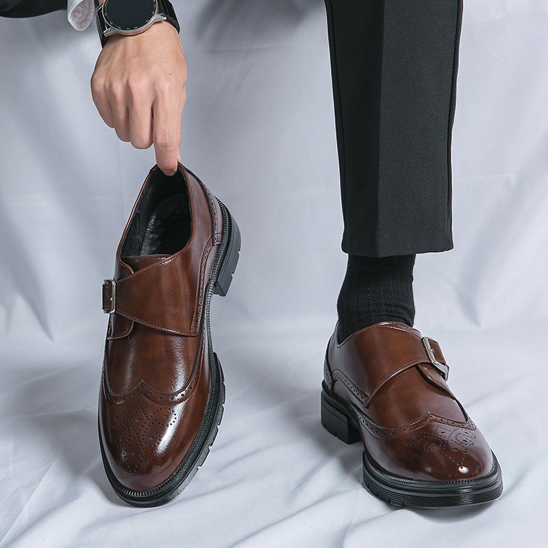 Jasper - Formalne skórzane buty z zapięciem na klamrę dla mężczyzn