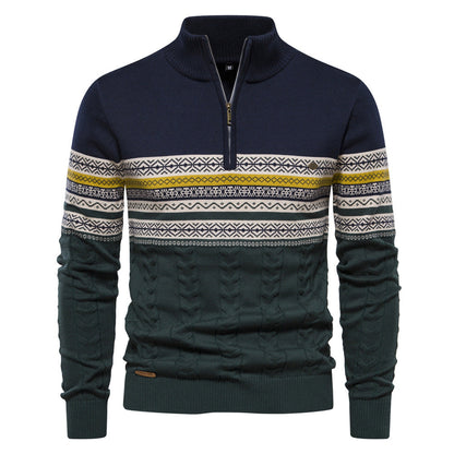 Bryant - Stylowy pasiasty sweter z zamkiem dla mężczyzn
