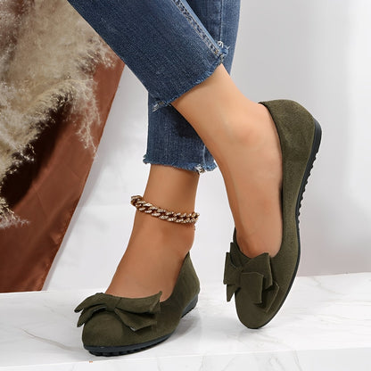 Megan - Luźne buty zamszowe z kokardą dla kobiet