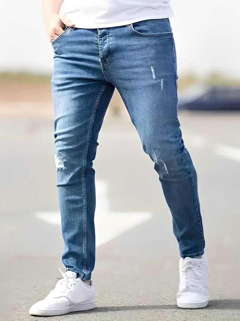 Jenson - Stylowe Skinny Jeans z Przetarciami dla Mężczyzn