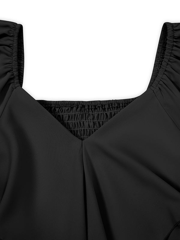 Zadziorna mini sukienka z falbanami, wiązanym w pasie i rozkloszowanymi rękawami