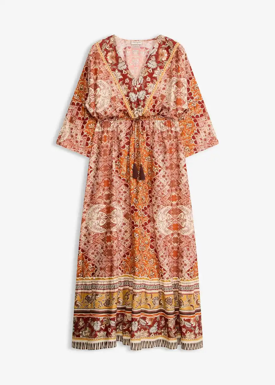 Damska Sukienka Maxi Boho Z Etno Wzorem