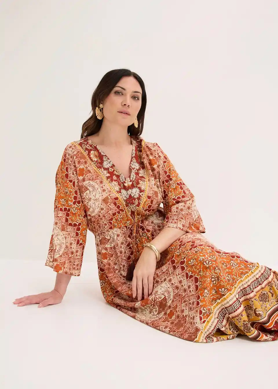 Damska sukienka maxi w stylu boho, casualowy look