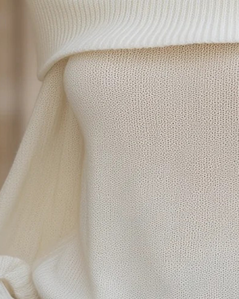 Damski sweter z dekoltem hiszpańskim w pełnej stylizacji