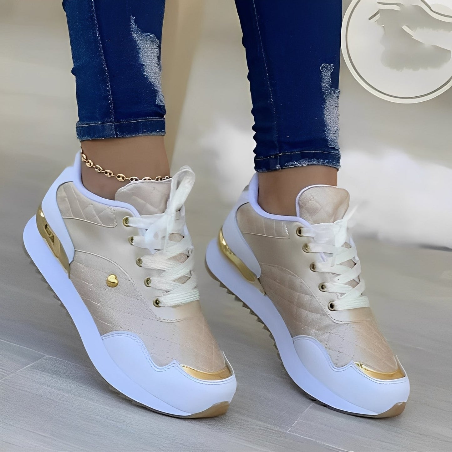 Agnès - Damskie buty sznurowane z wzorem w kratkę