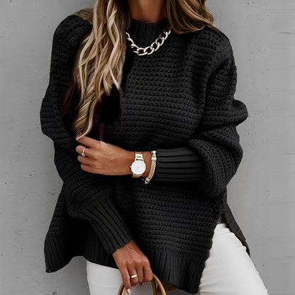 Joanne - Stylowy sweter z rozcięciem bocznym dla kobiet