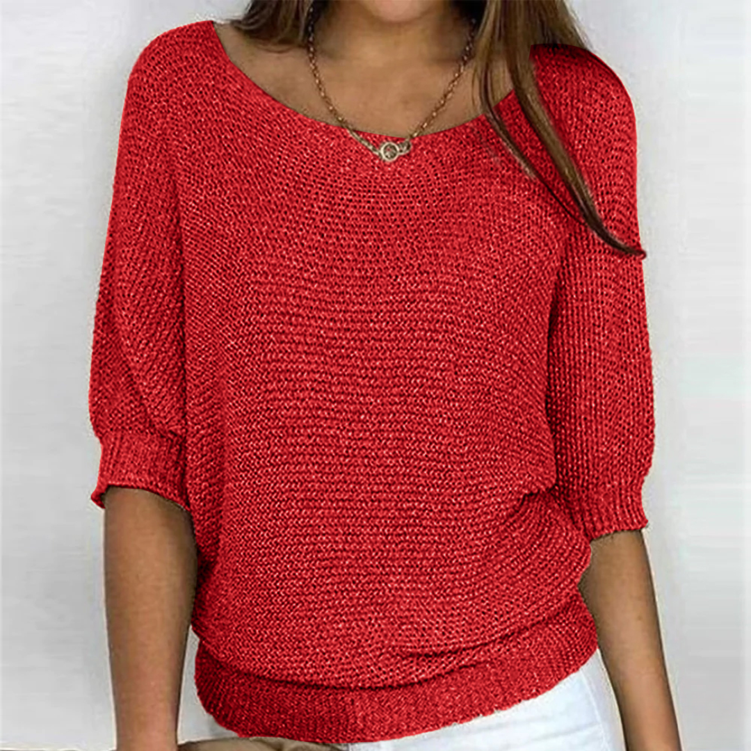 Damski sweter z dekoltem V w lekkim fasonie