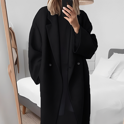 Eleanor - Elegancki, szykowny długi płaszcz wełniany dla kobiet