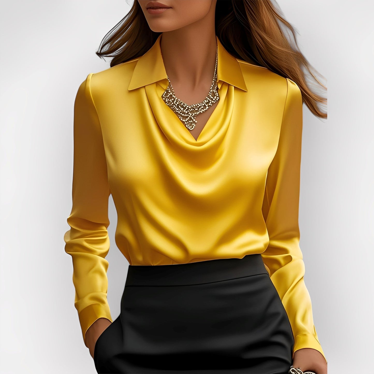 Sélène - Elegancka bluzka z drapowanym kołnierzem dla kobiet