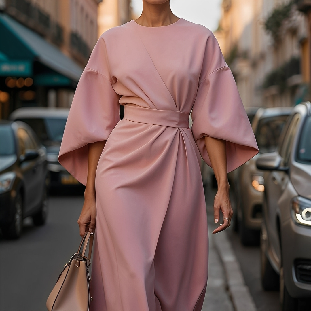 Lauriane - Sukienka elegancka z rękawami latarnianymi dla kobiet