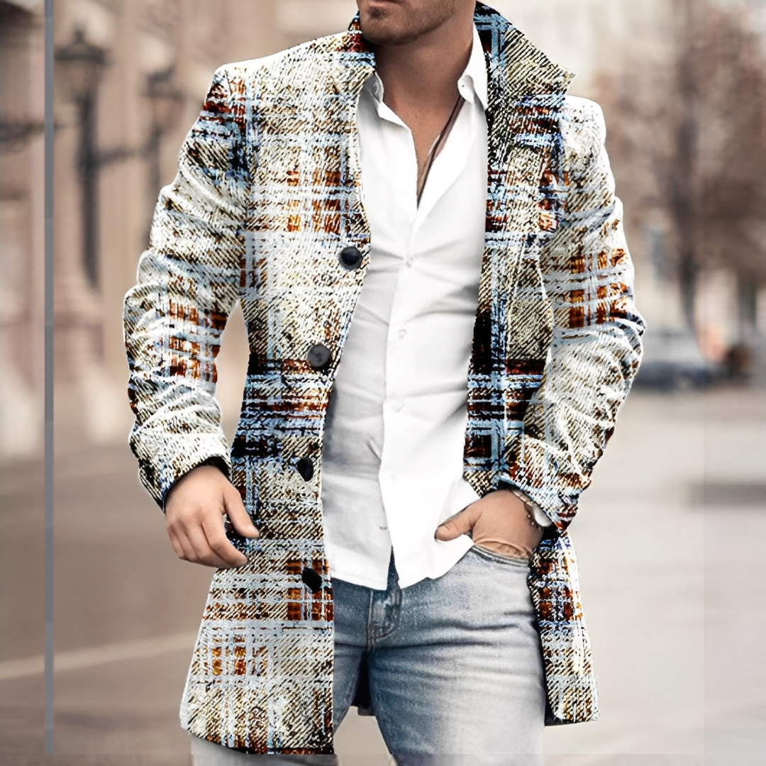 Louison - Męski długi elegancki płaszcz z guzikami