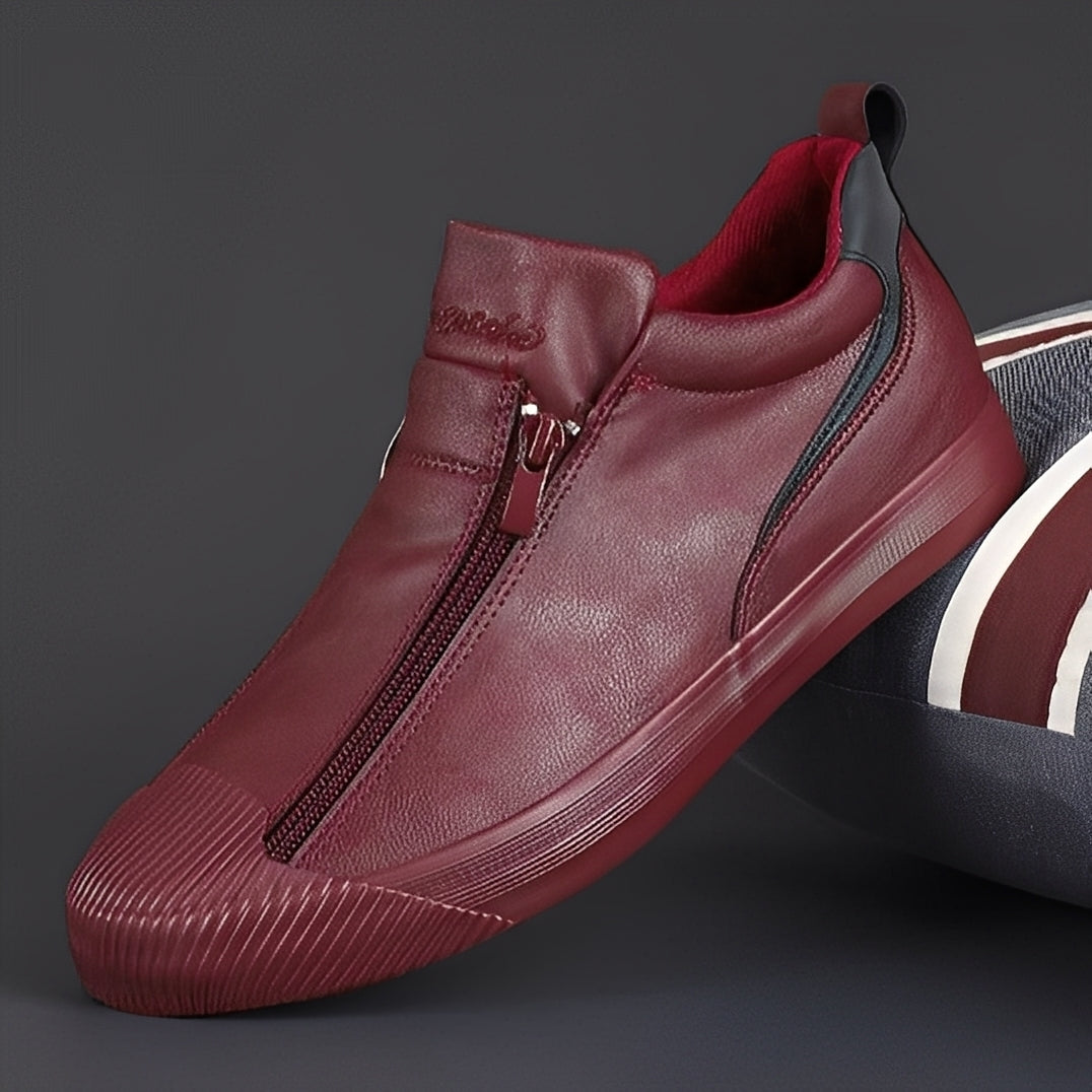 Jerred - Nowoczesne skórzane męskie buty z zamkiem