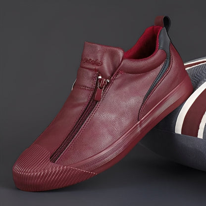 Jerred - Nowoczesne skórzane męskie buty z zamkiem