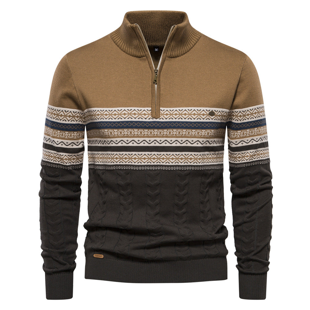 Bryant - Stylowy pasiasty sweter z zamkiem dla mężczyzn