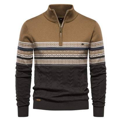 Bryant - Stylowy pasiasty sweter z zamkiem dla mężczyzn