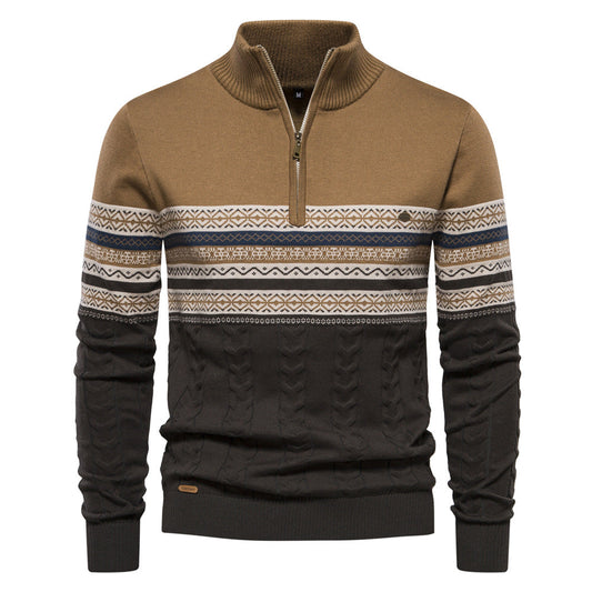 Bryant - Stylowy pasiasty sweter z zamkiem dla mężczyzn