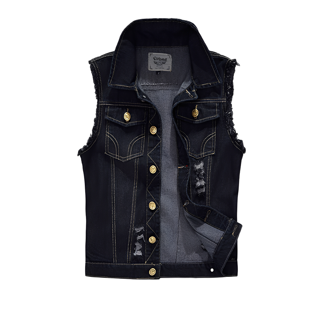 Morley - Retro-jeansowa kamizelka z kieszeniami dla mężczyzn