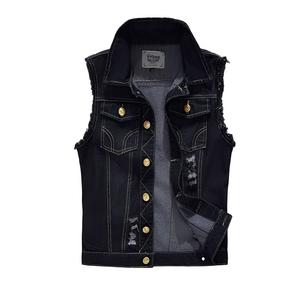 Morley - Retro-jeansowa kamizelka z kieszeniami dla mężczyzn