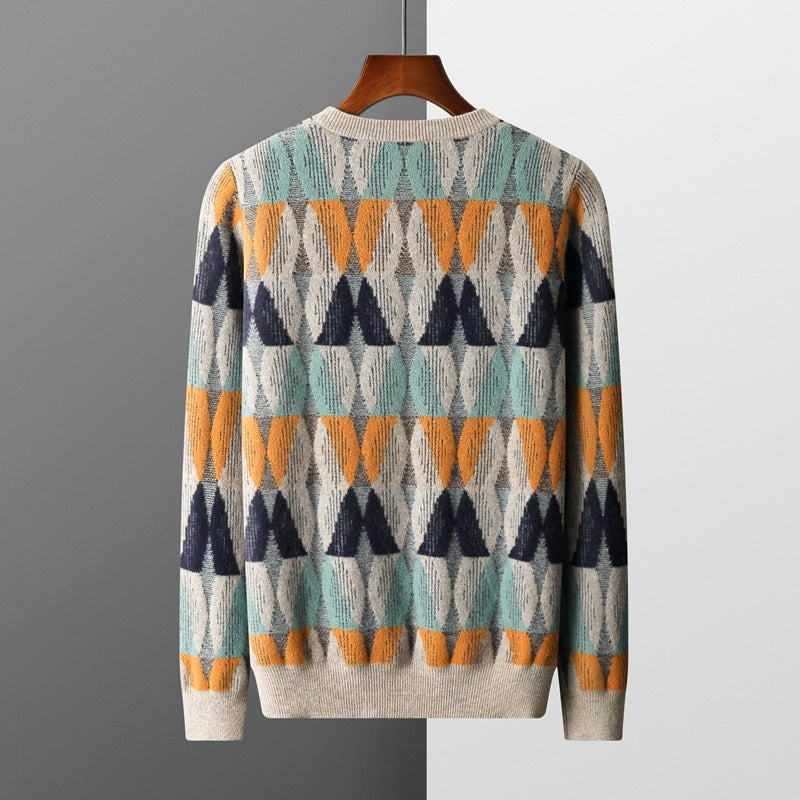 Hank - Stylowy sweter z geometrycznym wzorem dla mężczyzn