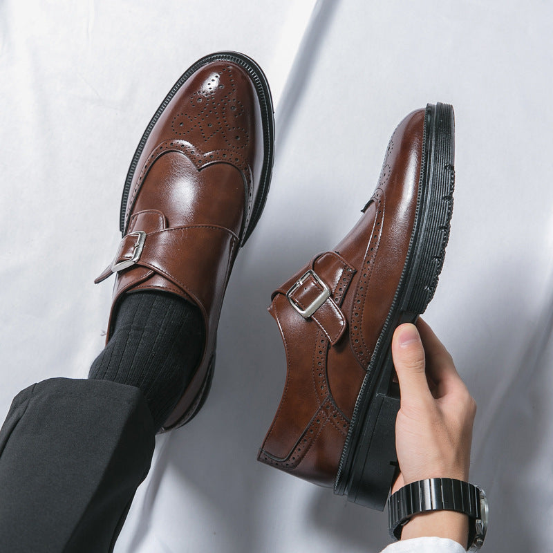 Jasper - Formalne skórzane buty z zapięciem na klamrę dla mężczyzn