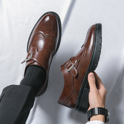 Jasper - Formalne skórzane buty z zapięciem na klamrę dla mężczyzn