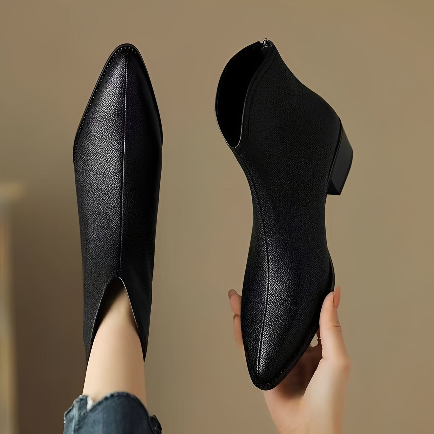 Abbie - Luźne krótkie skórzane buty dla kobiet