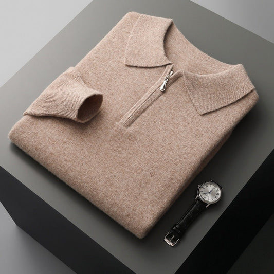Patrick - Swobodny polo sweter z połowkowym zamkiem dla mężczyzn