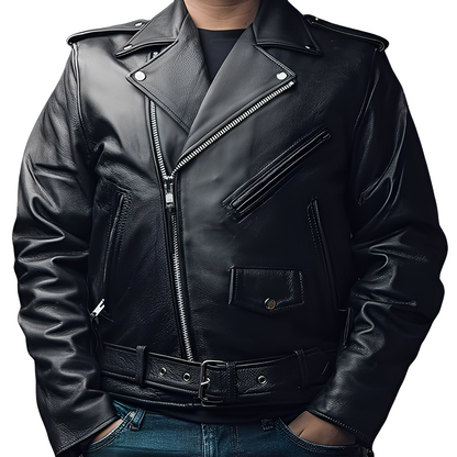Daniel - Stylowa skórzana kurtka biker dla mężczyzn