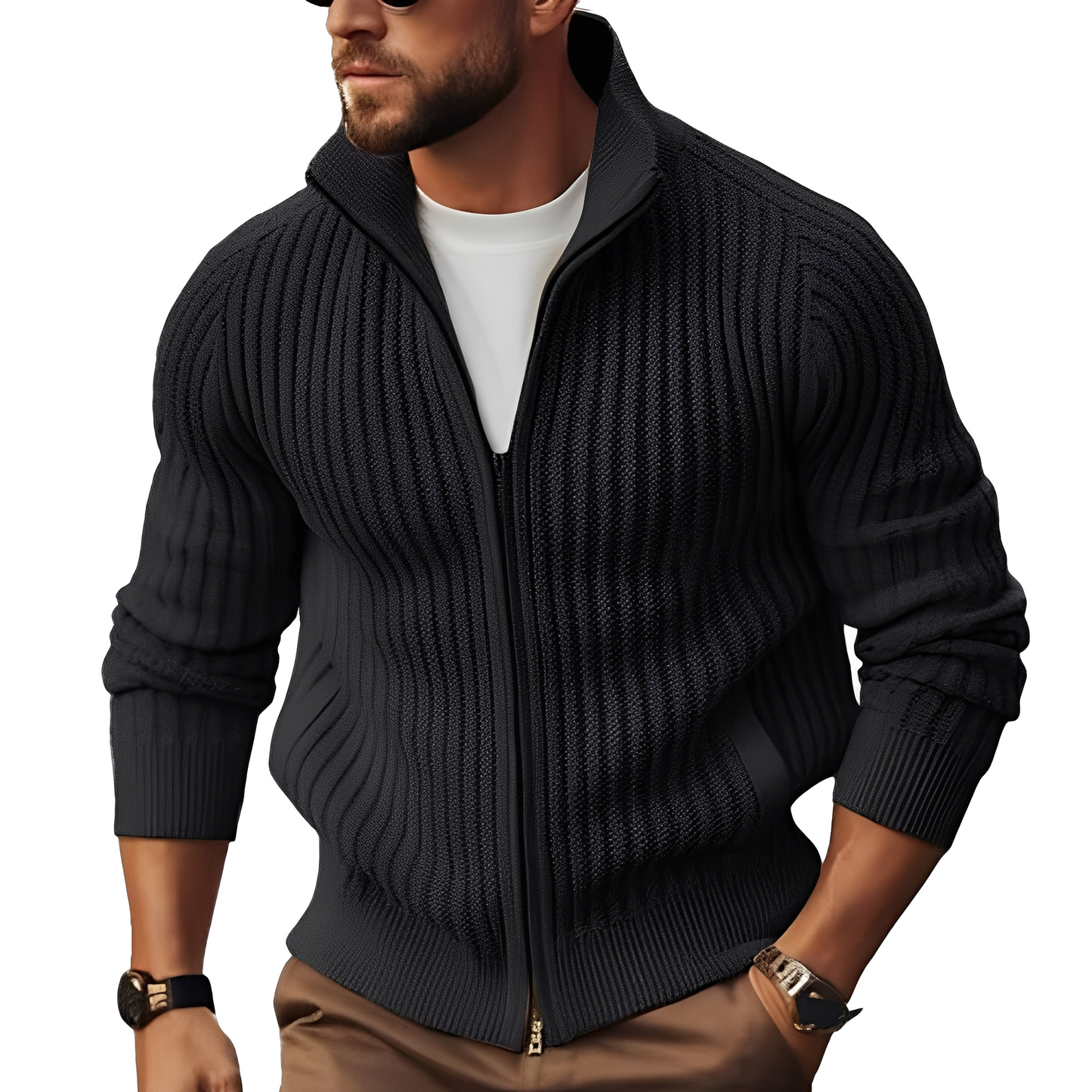 Matthew - Stylowy polarowy sweter z zamkiem dla mężczyzn