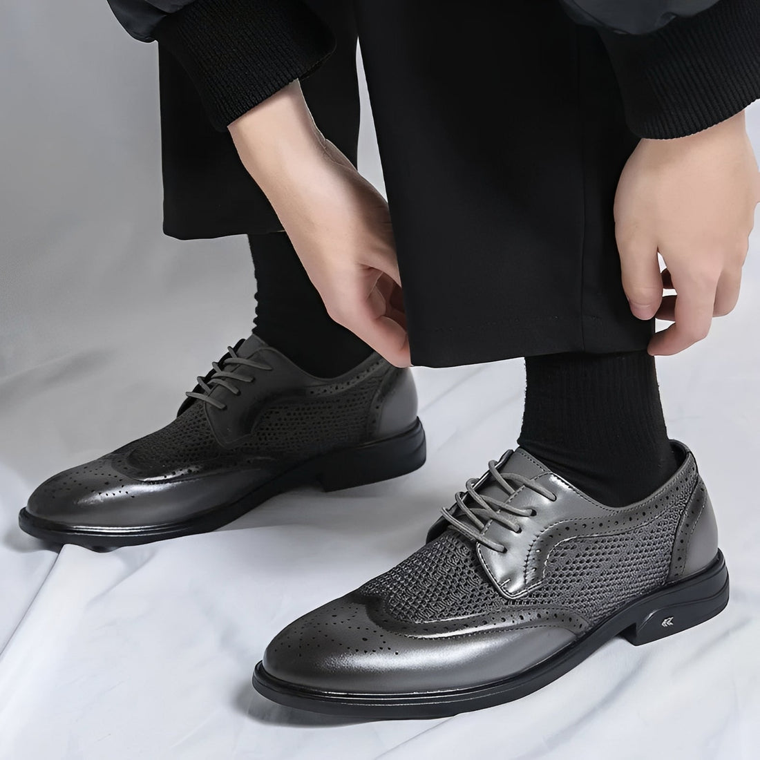 Lawrence - Eleganckie formalne skórzane buty Oxford dla mężczyzn