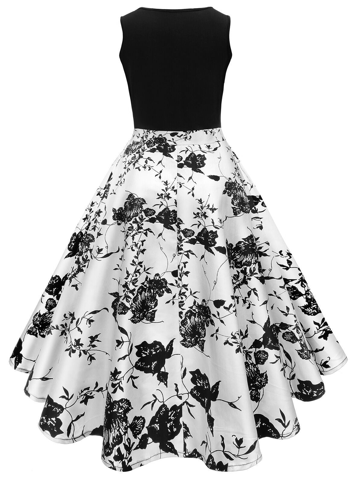 Wintage sukienka koktajlowa trapezowa w stylu pin-up z kwiatowym wzorem z lat 50.
