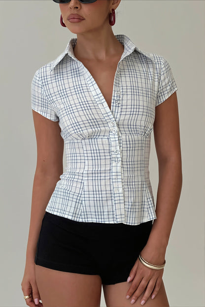 Bluzka polo cropped slim fit damska prezentacja materiału i fasonu