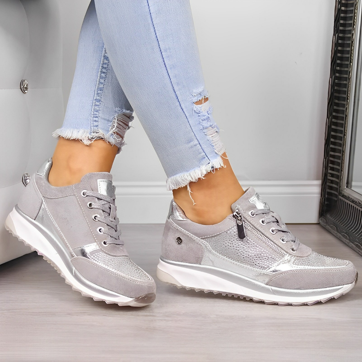 Pro Buty - Sneakersy z zamkiem