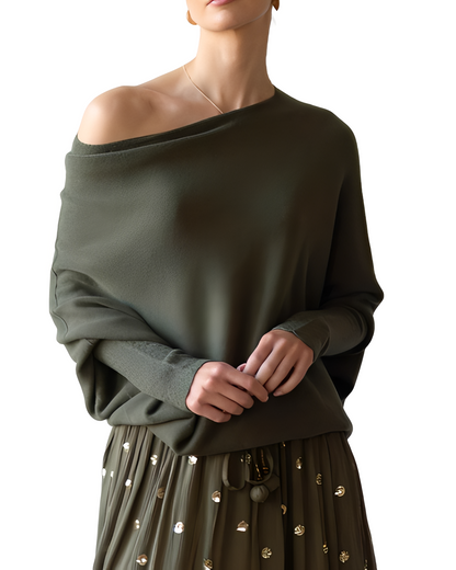 Gabrielle - Modny Off-Shoulder Sweter dla Kobiet