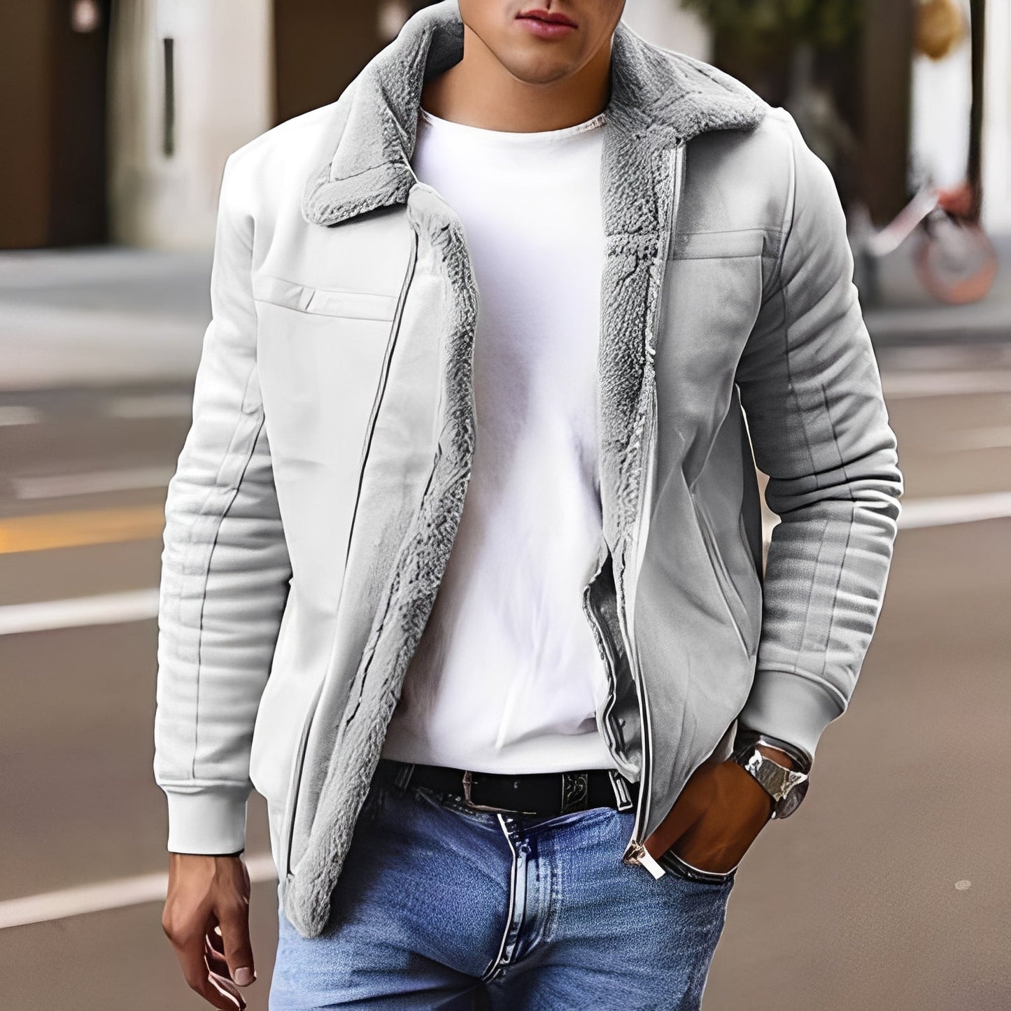 Tommy - Nowoczesna kurtka z sztucznym futrem dla mężczyzn