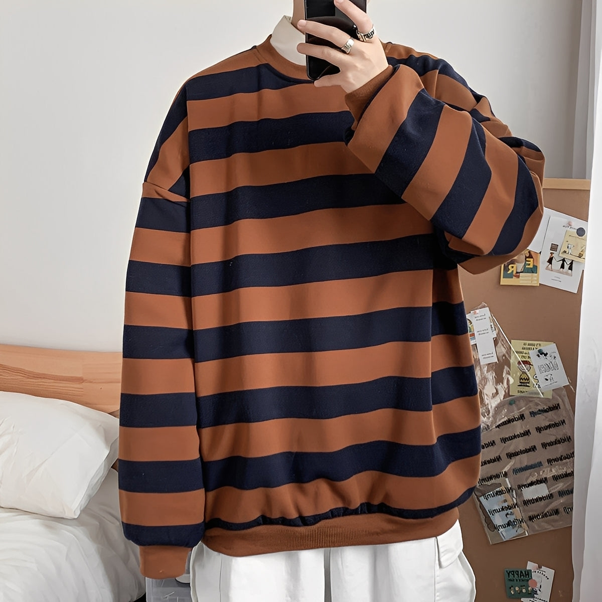 Christian - Oversized-sweterek z dzianiny w paski dla mężczyzn
