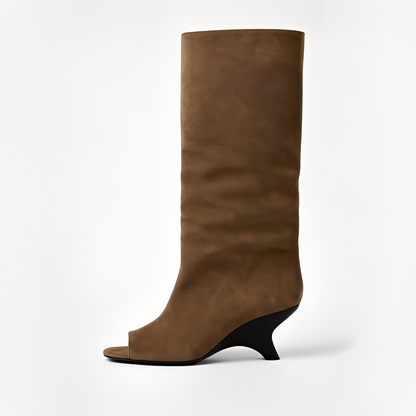 Aamina - Eleganckie wysokie buty z otwartym noskiem dla kobiet