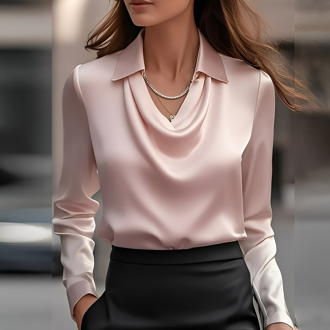Sélène - Elegancka bluzka z drapowanym kołnierzem dla kobiet