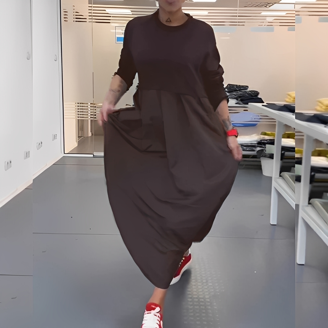 Gisèle - Sukienka codzienna z okrągłym dekoltem dla kobiet
